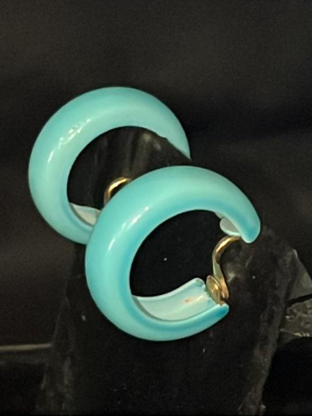 Blue Metal Hoop Clip-On Earrings